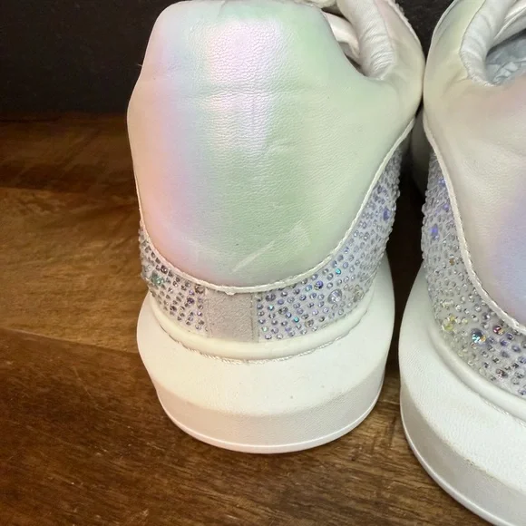 Steve Madden Silver and White Rhinestone Men's Sneakers - Picture 4 of 5